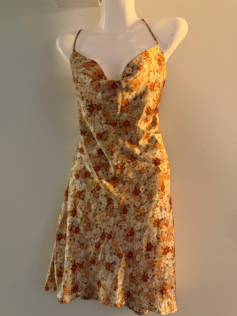 Porter St Floral Satin Lace Up Back Midi Dress